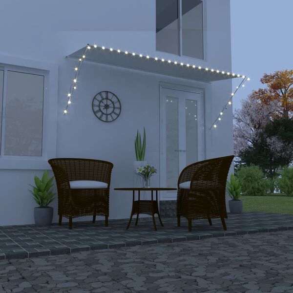 vidaXL Sisäänkelattava markiisi LEDillä 300x150 cm kerma