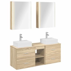 vidaXL Kylpyhuonekalustesetti 5 pcs Sonoma-tammi Tekninen puu ja lasi