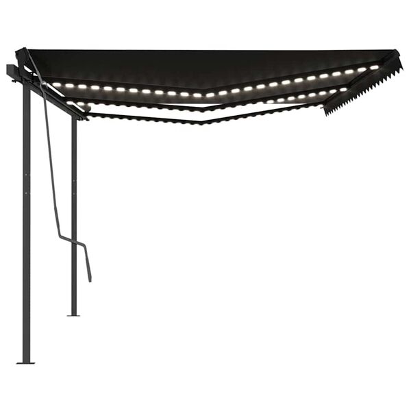 vidaXL Sisäänkelattava markiisi LED/tuulisensori 6x3 m antrasiitti