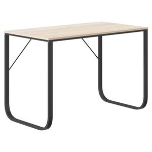 vidaXL Tietokonep&ouml;yt&auml; musta ja tammi 110x60x73 cm lastulevy