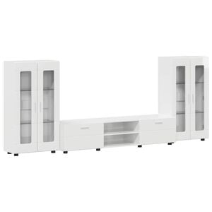 vidaXL TV-tasosetti hyllyll&auml; FLORIN 3 pcs Korkean kiillon valkoinen