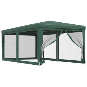vidaXL Juhlateltta 6 verkkosivusein&auml;&auml; vihre&auml; 3x6 m HDPE