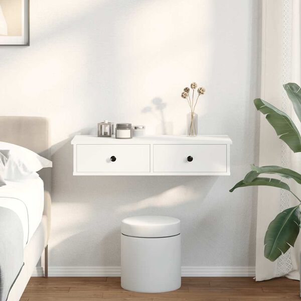 vidaXL Sein&auml;hylly laatikoilla valkoinen 80x34x17 cm tekninen puu