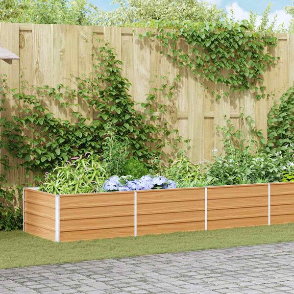 vidaXL Korotettu kukkalaatikko 480x80x45 cm galvanoitu teräs hopea