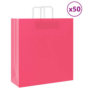 vidaXL Paperikassit 50 kpl kahvoilla pinkki 45x17x48 cm