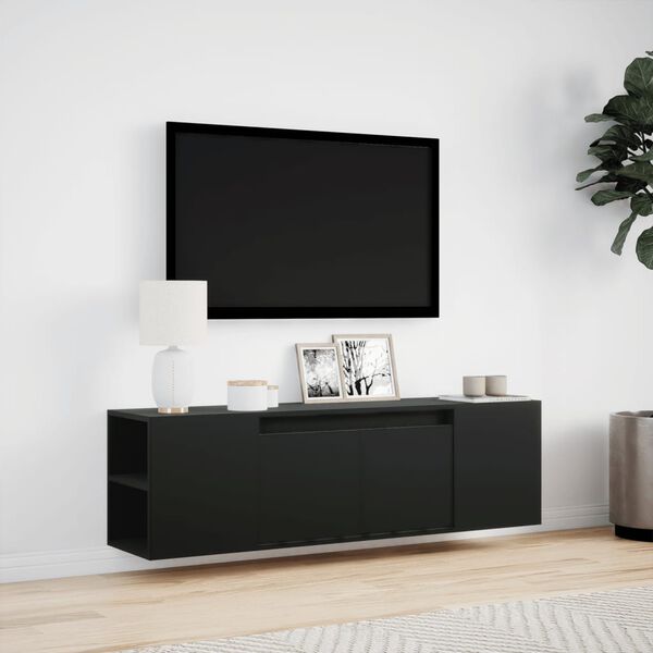 vidaXL TV-seinäkaappi LED-valoilla musta 135x31x39,5 cm