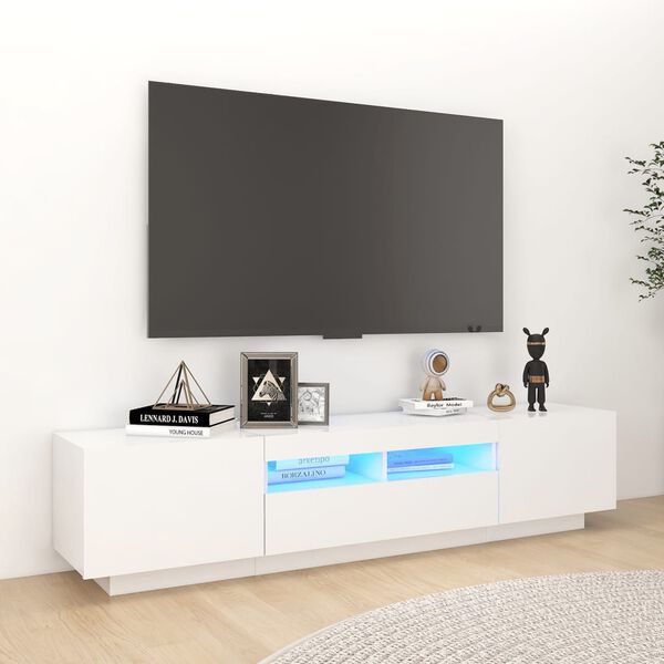 vidaXL TV-taso LED-valoilla korkeakiilto valkoinen 180x35x40 cm