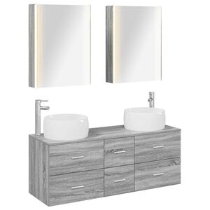 vidaXL Kylpyhuonekalustesetti 5 pcs Harmaa Sonoma Tekninen puu ja lasi
