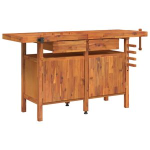 vidaXL Ty&ouml;penkki ruuvipuristimilla 162x62x83 cm t&auml;ysi akasiapuu