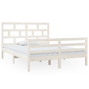 vidaXL S&auml;ngynrunko valkoinen t&auml;ysi m&auml;nty 150x200 cm King Size