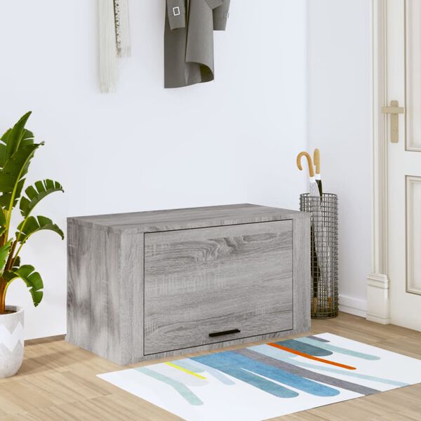 vidaXL Seinäkenkäkaappi harmaa Sonoma 70x35x38 cm täysi mänty