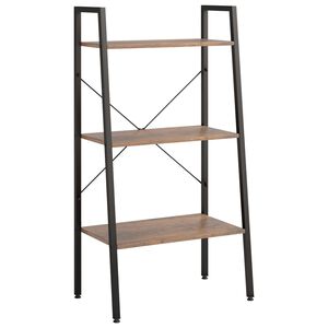 vidaXL 3-kerroksinen Lattiahylly tummanruskea ja musta 56x35x108 cm