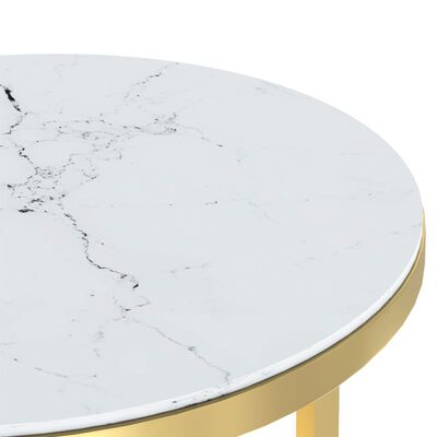 vidaXL Sivupöytä kulta ja valkoinen marmori 45 cm karkaistu lasi