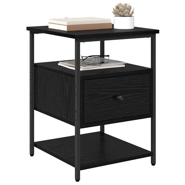 vidaXL Y&ouml;p&ouml;yt&auml;kaappi Musta tammi. 40 x 42 x 56 cm Tekninen puu