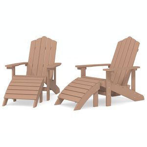 vidaXL Adirondack puutarhatuolit 2 kpl jalkatuilla HDPE ruskea
