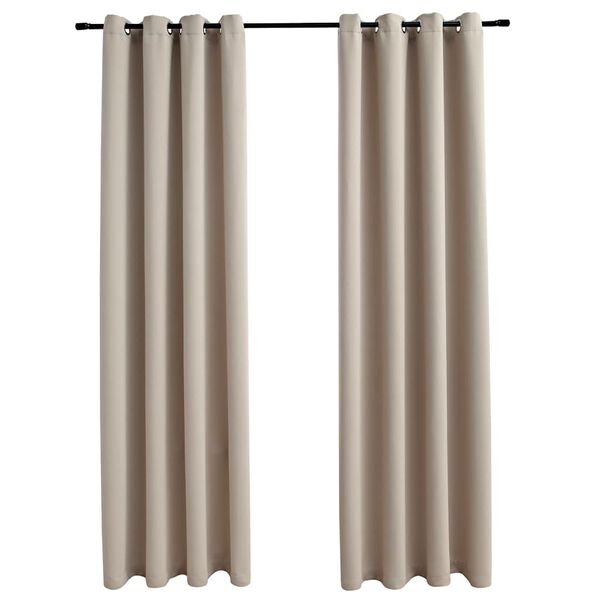vidaXL Pimennysverhot metallirenkailla 2 kpl beige 140x245 cm