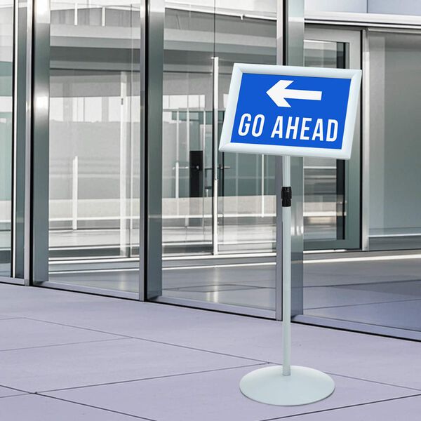 vidaXL Pedestaali juliste teline Hopea 33 x 33 x 126 cm PVC ja ter&auml;s