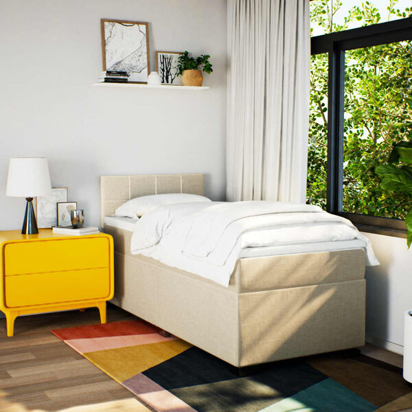 vidaXL Jenkkisänky patjalla kerma 100x200 cm kangas