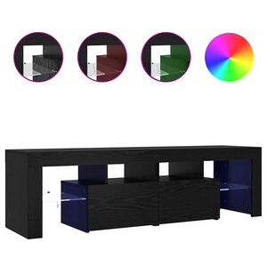 vidaXL TV-taso LED-valoilla musta tammi 140x36,5x40 cm tekopuu