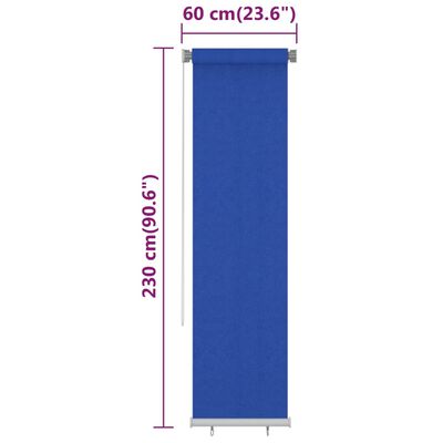 vidaXL Rullaverho ulkotiloihin 60x230 cm sininen HDPE