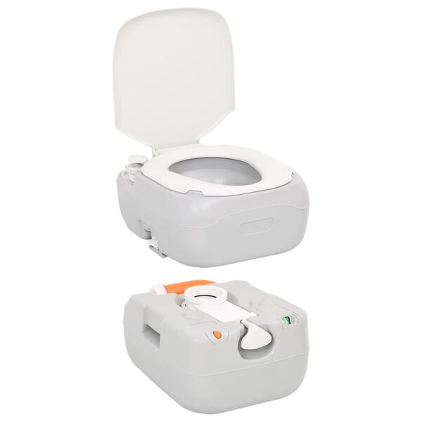 vidaXL Kannettava retki WC harmaavalkoinen 22+12 l HDPE