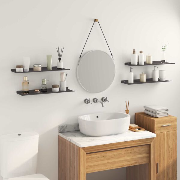 vidaXL Kelluva hylly 4 pcs Musta 60 x 18 x 2,5 cm Ter&auml;s