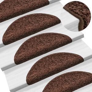 vidaXL Porrasmatot 15 kpl 56x17x3 cm Ruskea Puolipy&ouml;re&auml;