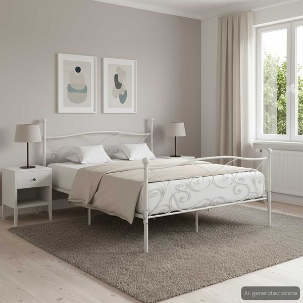 vidaXL S&auml;ngynrunko s&auml;lepohjalla valkoinen metalli 200x200 cm