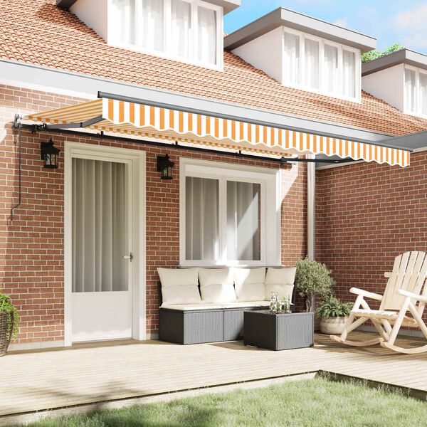 vidaXL Vetoutuva markiisi Keltainen ja valkoinen 350 x 200 cm