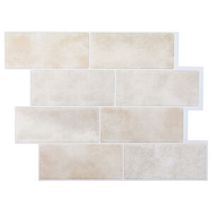 vidaXL Metrolaatta 10 kpl Beige marmori 29 x 21 cm Polyuretaani ja PET