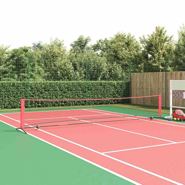 vidaXL Tennisverkko Musta ja punainen 494,5 x 90 x 87 cm Polyesteri