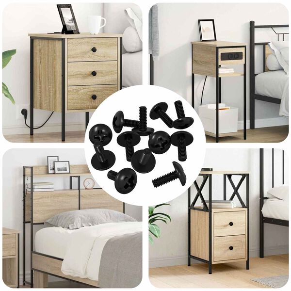 vidaXL Holkkiruuvit 12 pcs Musta M4 x 10 mm Rauta