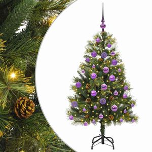 vidaXL Kunsti Taitettava Joulupuuni, jossa on K&auml;pyj&auml; Vihre&auml; 120 cm