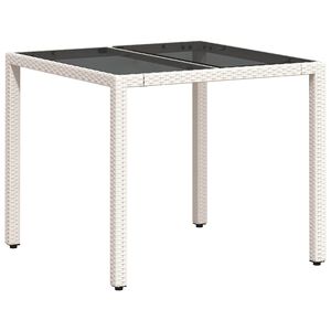 vidaXL Puutarhap&ouml;yt&auml; lasilevyll&auml; valkoinen 90x90x75 cm polyrottinki