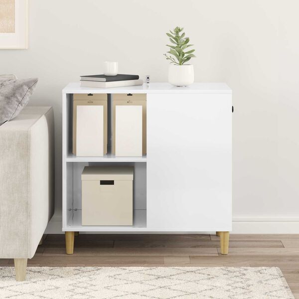 vidaXL Kissatalo Kiilt&auml;v&auml; Valkoinen 72 x 42.5 x 70 cm Tekninen puu