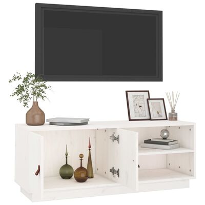 vidaXL TV-taso valkoinen 105x34x40 cm täysi mänty
