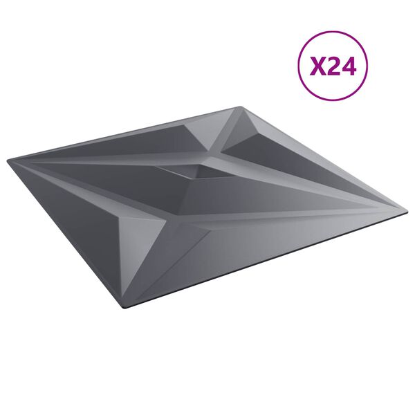 vidaXL Sein&auml;paneelit T&auml;hti 24 pcs T&auml;htiharmaa 50 x 50 cm XPS Vaahdon
