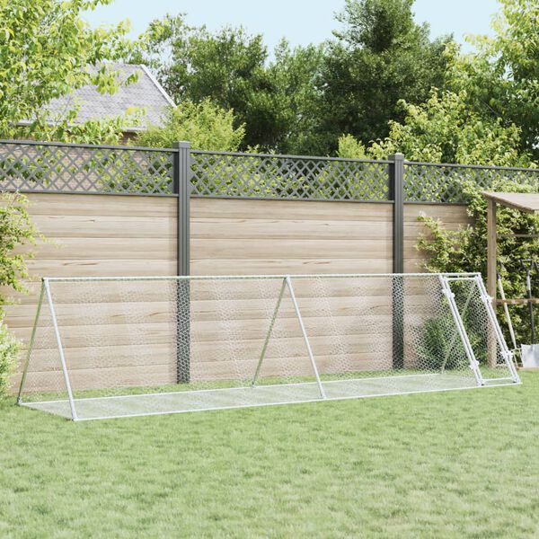 vidaXL Kaninkoppi hopea 400x105x91 cm galvanoitu teräs