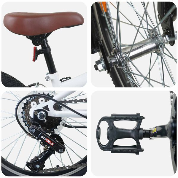 vidaXL Kids Mountain Bike 20 Tuumaa 6-Speed 5-8 vuotta Valkoinen