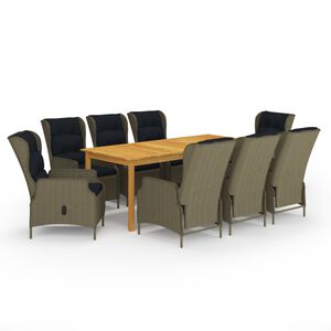 vidaXL 9-osainen ulkoruokailuryhmä ruskea