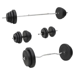 vidaXL Painonnostotanko ja k&auml;sipainosarja levyill&auml; 120 kg