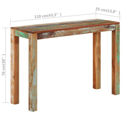 vidaXL Konsolipöytä 110x35x76 cm täysi kierrätetty puu
