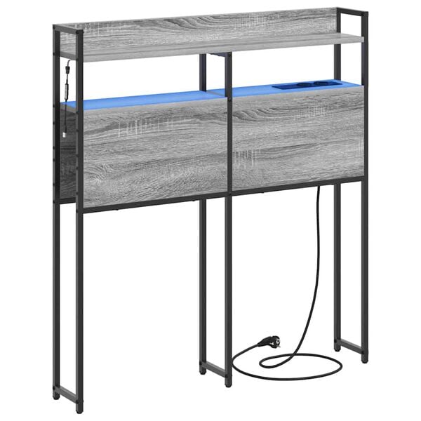 vidaXL S&auml;ilytysp&auml;&auml;ty hyllyll&auml; Harmaa sonoma 75 cm Tekninen puu