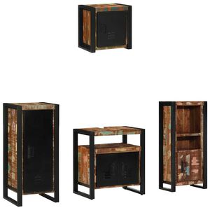 vidaXL Kylpyhuonekalustesetti ovella 4 pcs Kierr&auml;tetty massiivinen puu