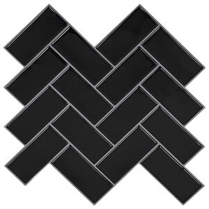 vidaXL Herringbone-laatta 10 kpl Musta 30 x 30 cm Polyuretaani ja PET