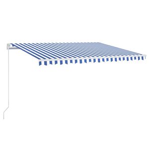 vidaXL Manuaalisesti sis&auml;&auml;nkelattava markiisi 450x350 cm sinivalkoinen