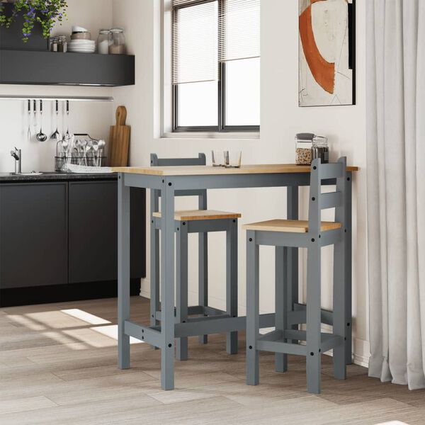 vidaXL Baarituolit 2 kpl harmaa täysi mänty