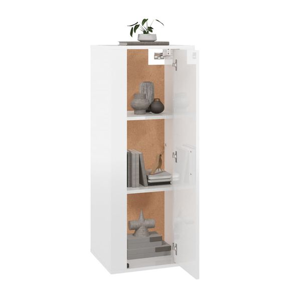 vidaXL Seinäkiinnitettävä TV-taso korkeakiilto valk. 40x34,5x100 cm