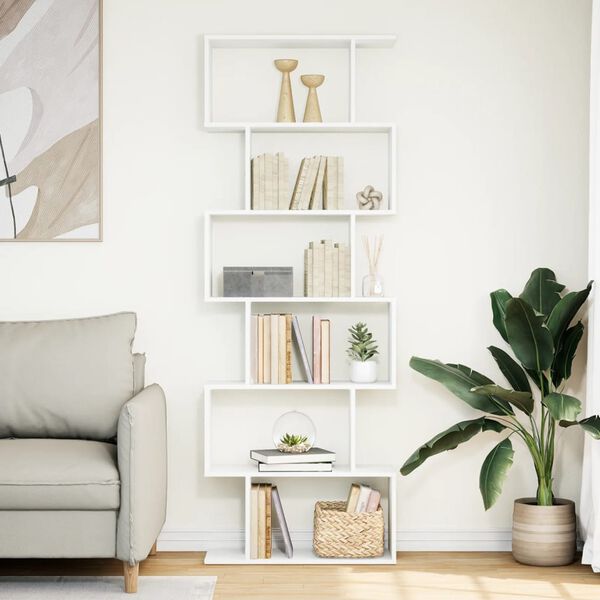 vidaXL Huoneenjakaja 6 tasoa valkoinen 70x24x193 cm tekninen puu