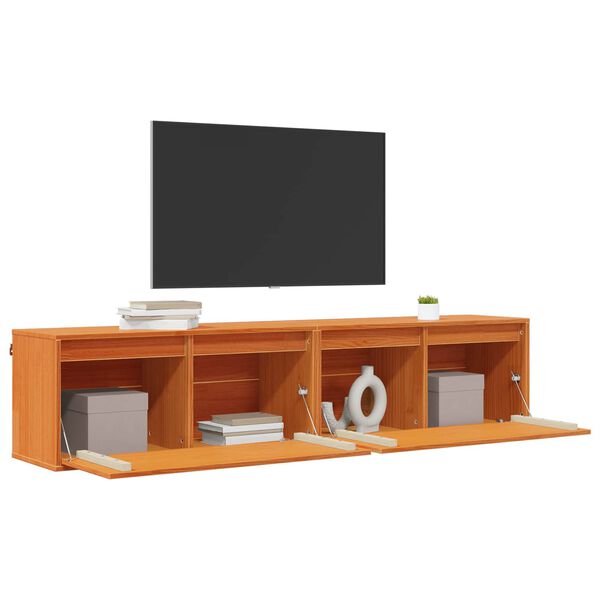 vidaXL Sein&auml;kaappi 2 pcs Vaha ruskea 80 x 30 x 35 cm Massiivinen m&auml;nty